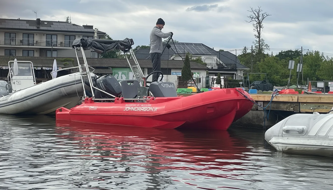 Motorówka CHILLi Boats bez patentu - widok z boku na profil łodzi